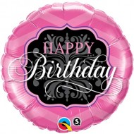 Elegant Pink & Black Birthday Balloon 